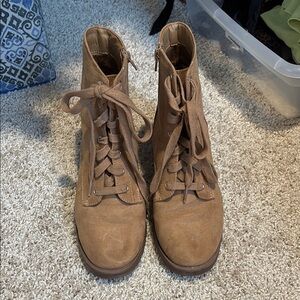Primark Tan Lace-Up Boots with Suede Finish Wide Width